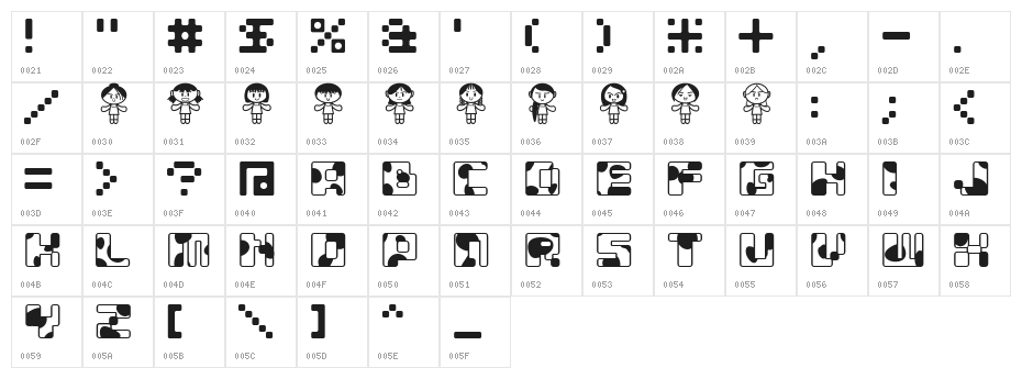 MOO GIRL Character Map