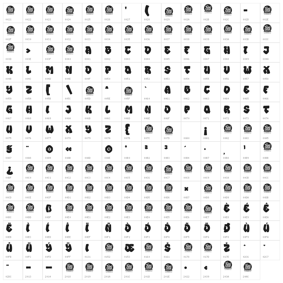 MOWER Personal Use Character Map