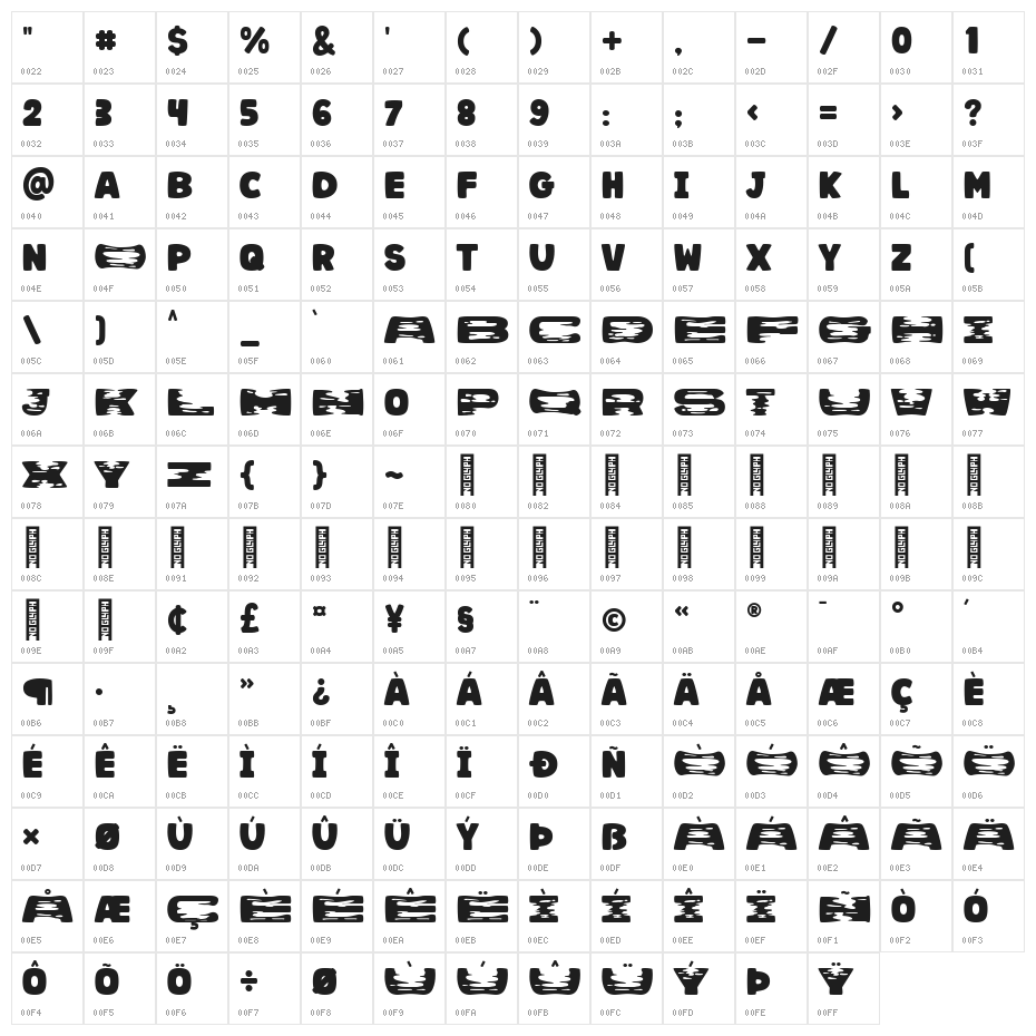 MOZA Regular Character Map