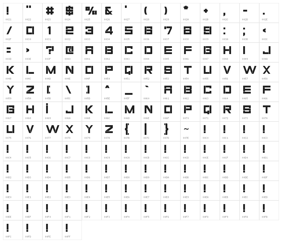 Mob 200 (RUS BY LYAJKA) Character Map