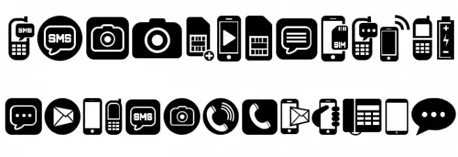 Mobile Icons Regular Schriftart Groß