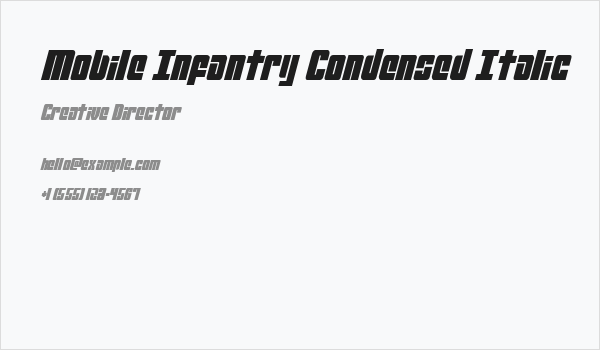 Mobile Infantry Condensed Italic Business Card