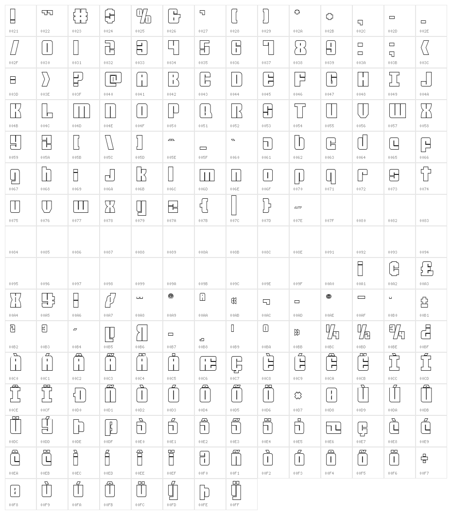 Mobile Infantry Outline Regular Character Map