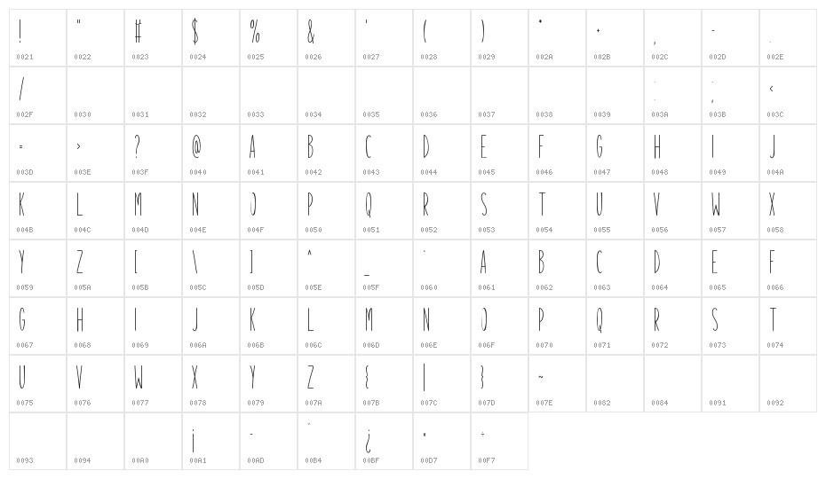 Mobstex - Free For Personal Use Character Map