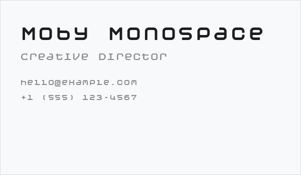 Moby Monospace Business Card