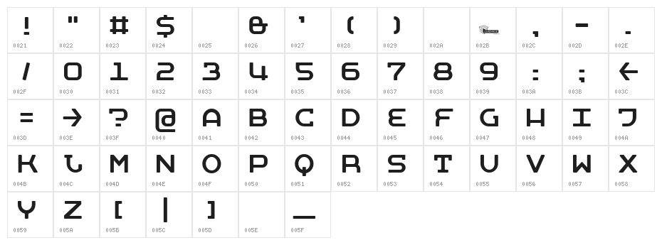 MobyMonospace Character Map