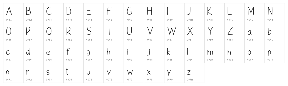 Mocassa Regular Character Map