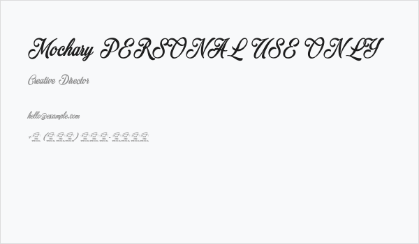 Mochary PERSONAL USE ONLY Business Card