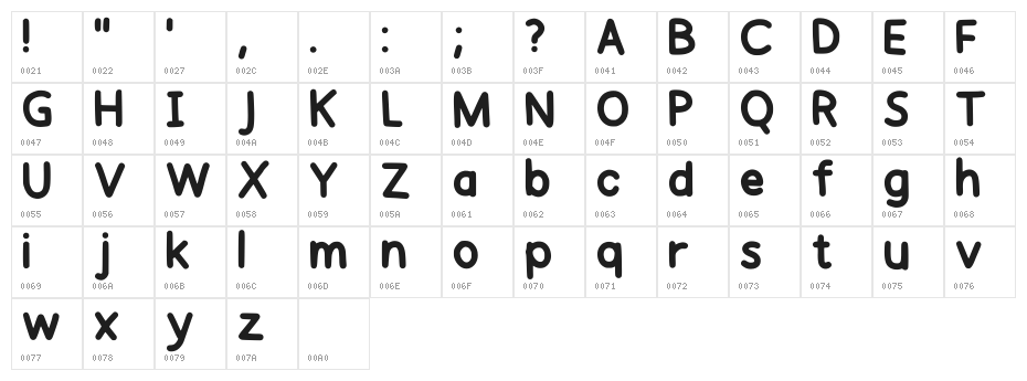 Mochibun Regular Character Map