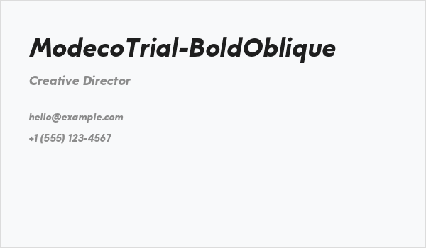 ModecoTrial-BoldOblique Business Card