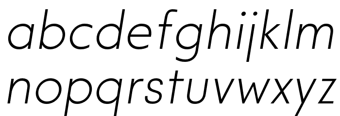 ModecoTrial-ExtraLightOblique Font LOWERCASE