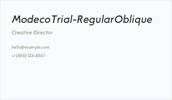 ModecoTrial-RegularOblique Business Card