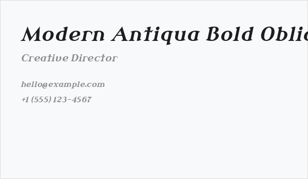 Modern Antiqua Bold Oblique Business Card