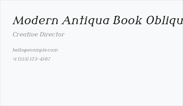 Modern Antiqua Book Oblique Business Card