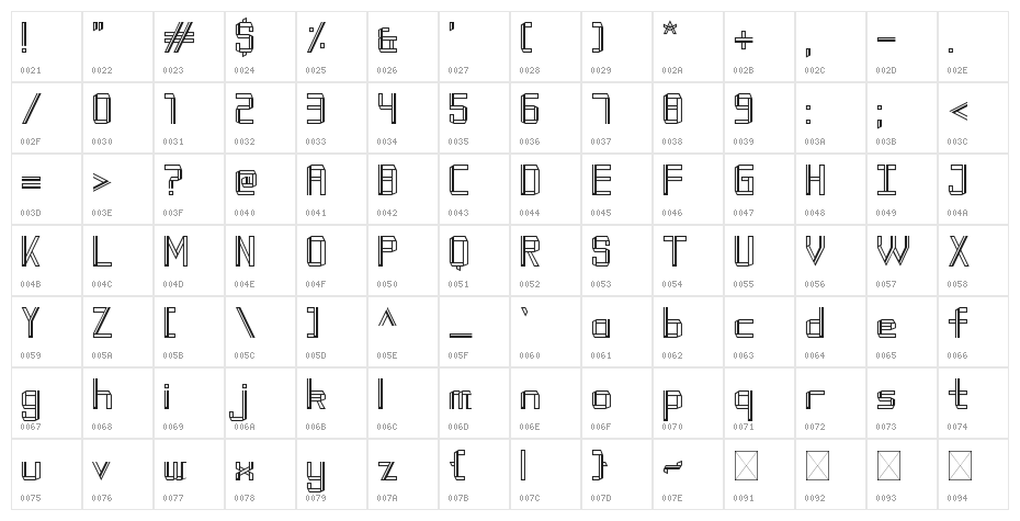 Modern Fold Regular Character Map