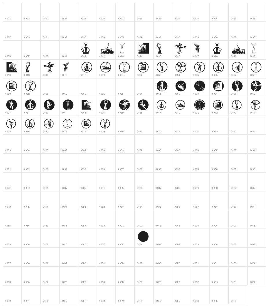 ModernArtBats Character Map