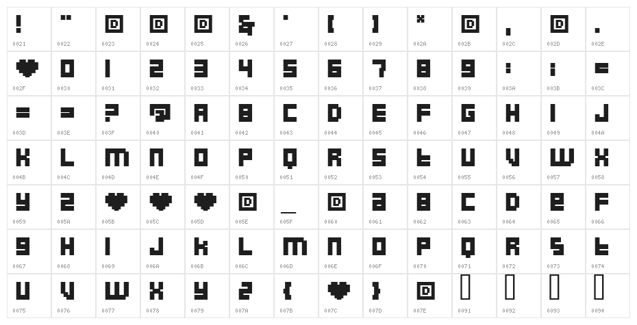 ModernLove Character Map