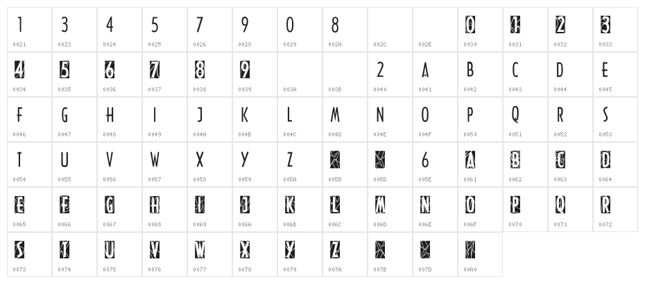 ModernStainedGlass2Tone Character Map