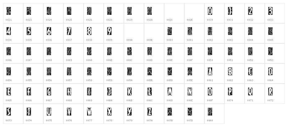 ModernStainedGlass Character Map