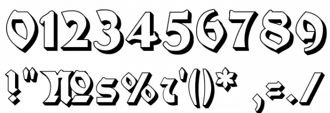 Moderne 3D Schwabacher Font OTHER CHARS
