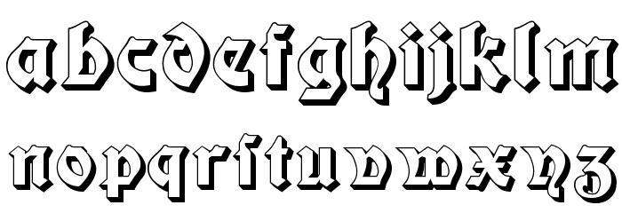 Moderne 3D Schwabacher Font LOWERCASE