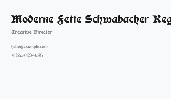 Moderne Fette Schwabacher Regular Business Card