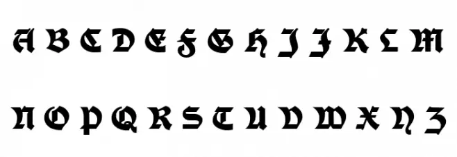 Moderne Fette Schwabacher UNZ1A Italic फ़ॉन्ट अपरकेस