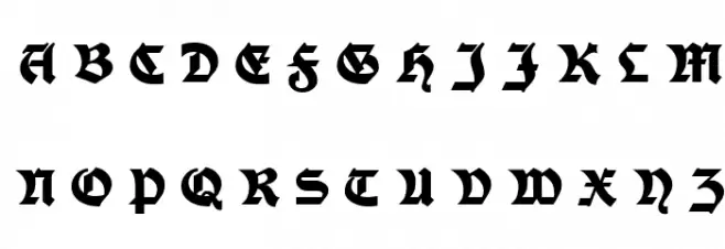 Moderne Fette Schwabacher UNZ1A Italic 字体 大写