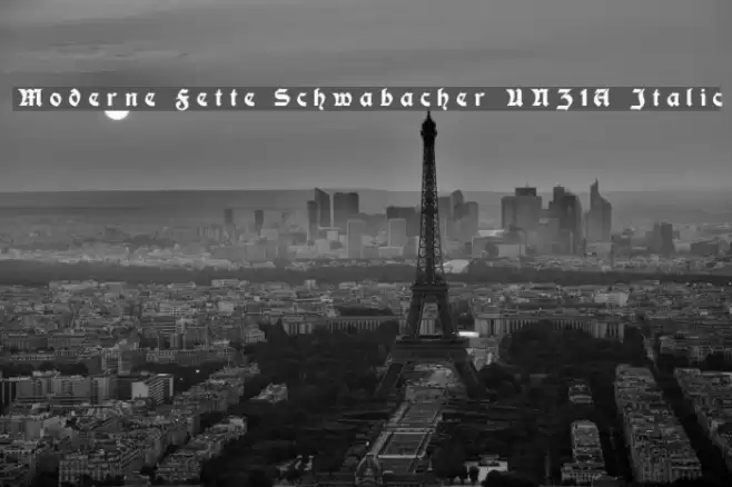 Moderne Fette Schwabacher UNZ1A Italic フォント examples