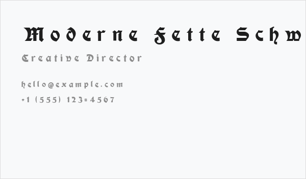 Moderne Fette Schwabacher UNZ1A Italic Business Card