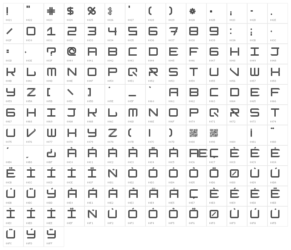 ModernismStroke Character Map