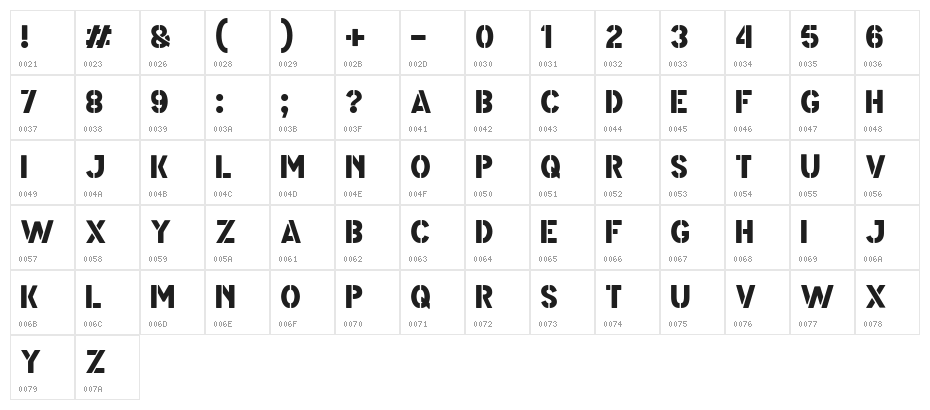 Modest Regular Character Map