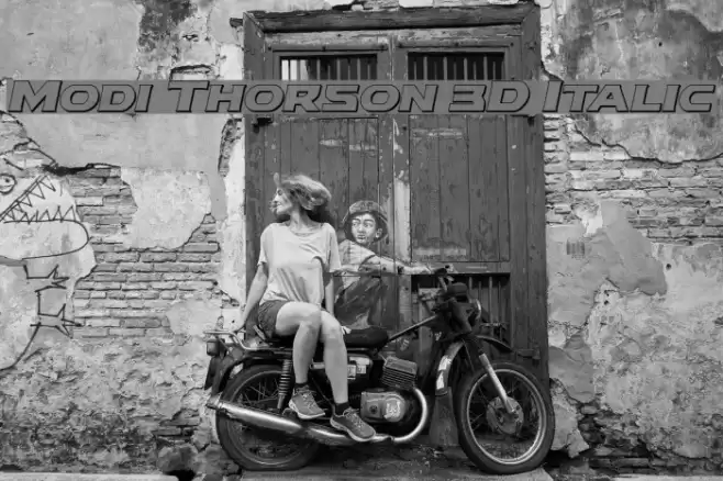 Modi Thorson 3D Italic Font examples