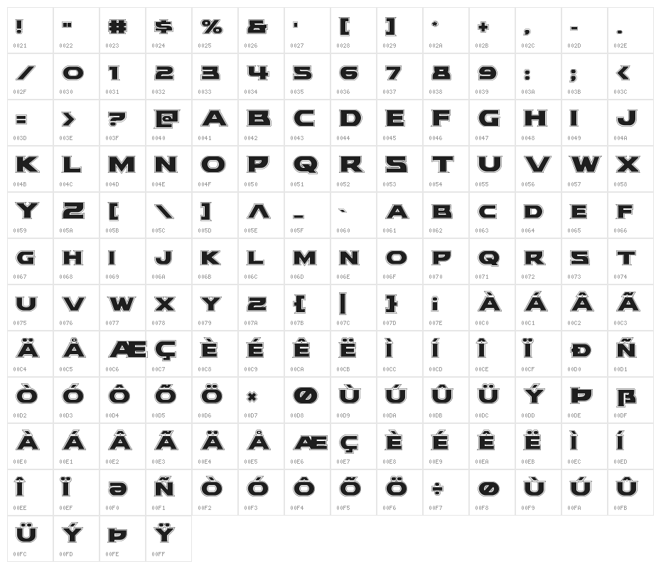 Modi Thorson Academy Regular Character Map