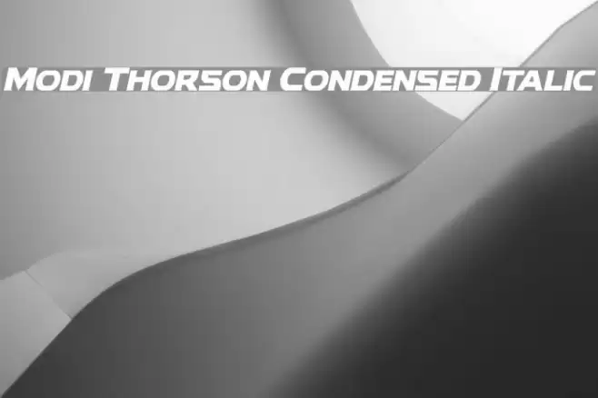 Modi Thorson Condensed Italic Font examples