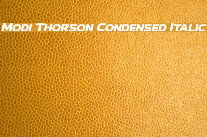 Modi Thorson Condensed Italic Font examples