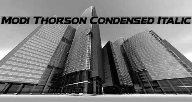Modi Thorson Condensed Italic Font examples