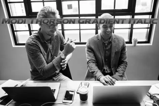 Modi Thorson Gradient Italic Font examples