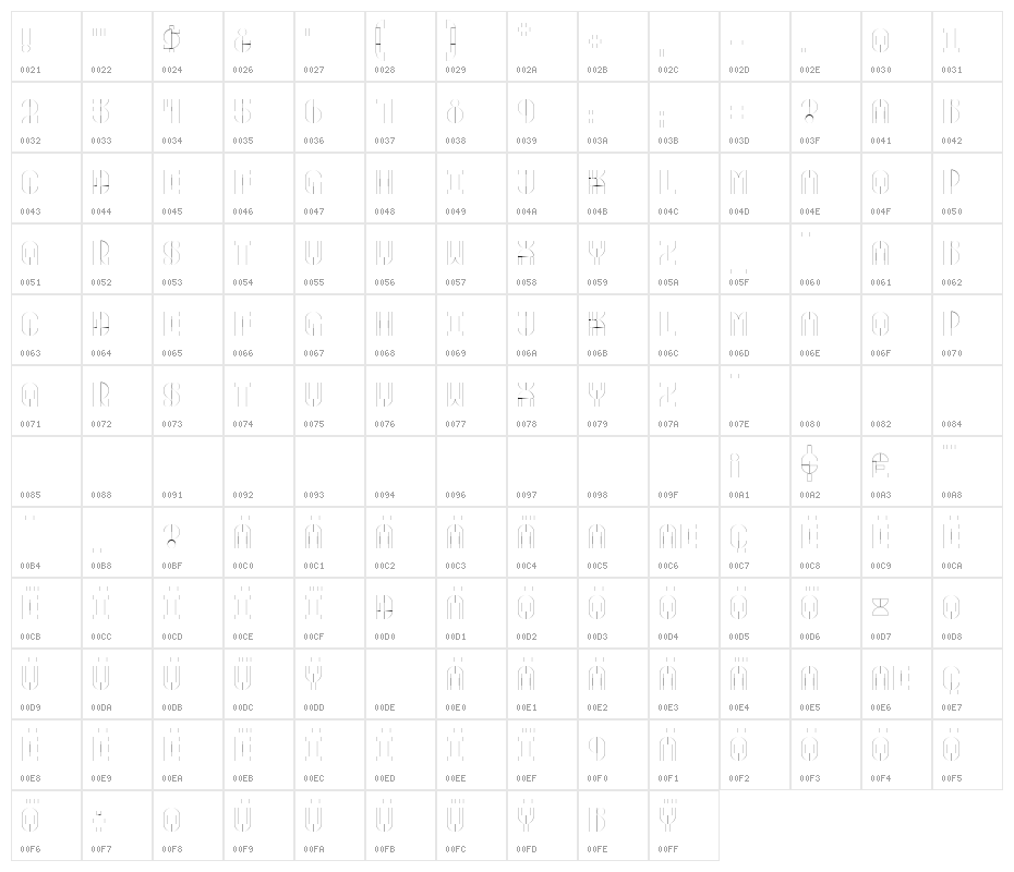 Modular Outlines Character Map