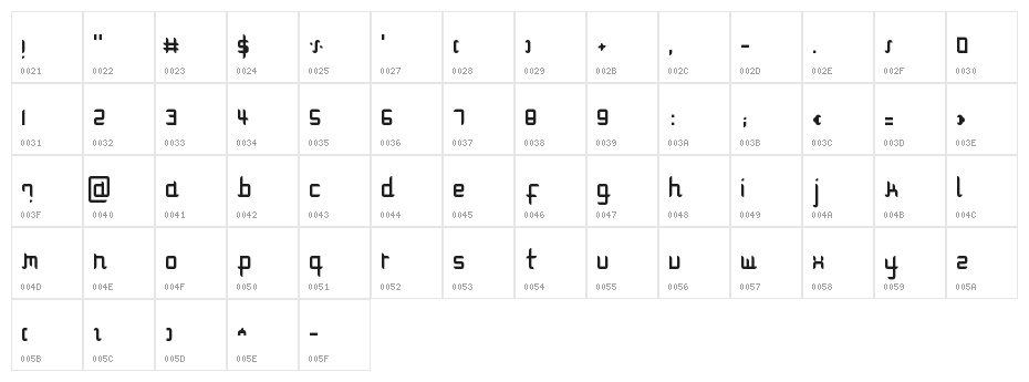 Modulare 1 Regular Character Map