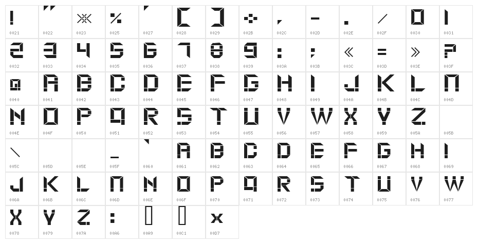 Moduldama Regular Character Map