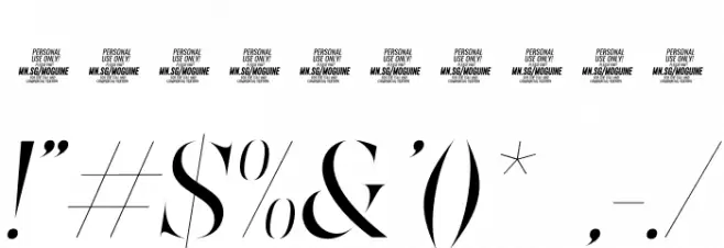 Moguine Serif PERSONAL USE Italic Font OTHER CHARS