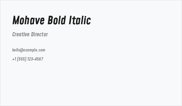 Mohave Bold Italic Business Card