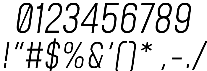 Mohave Light Italic Шрифта ДРУГИЕ символов