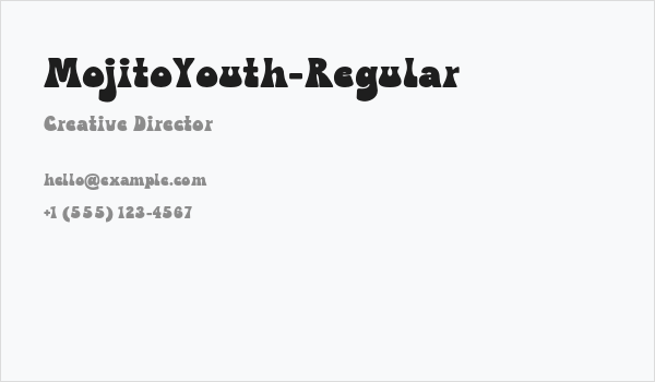 MojitoYouth-Regular Business Card
