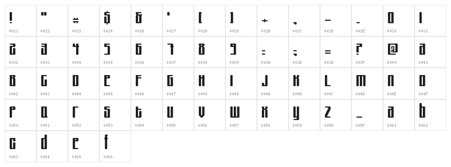 Mojo Raised Regular Character Map