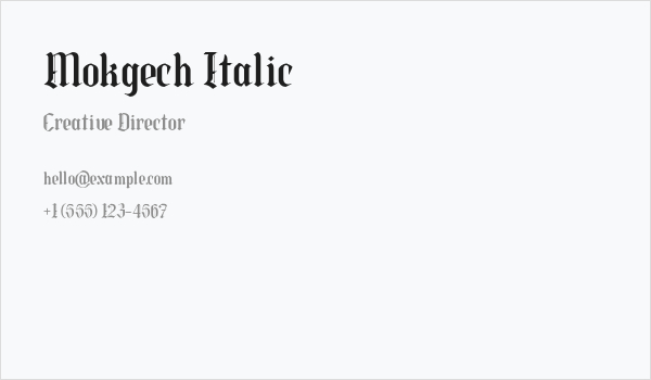 Mokgech Italic Business Card