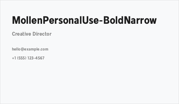 MollenPersonalUse-BoldNarrow Business Card