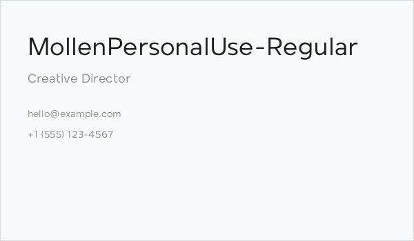MollenPersonalUse-Regular Business Card