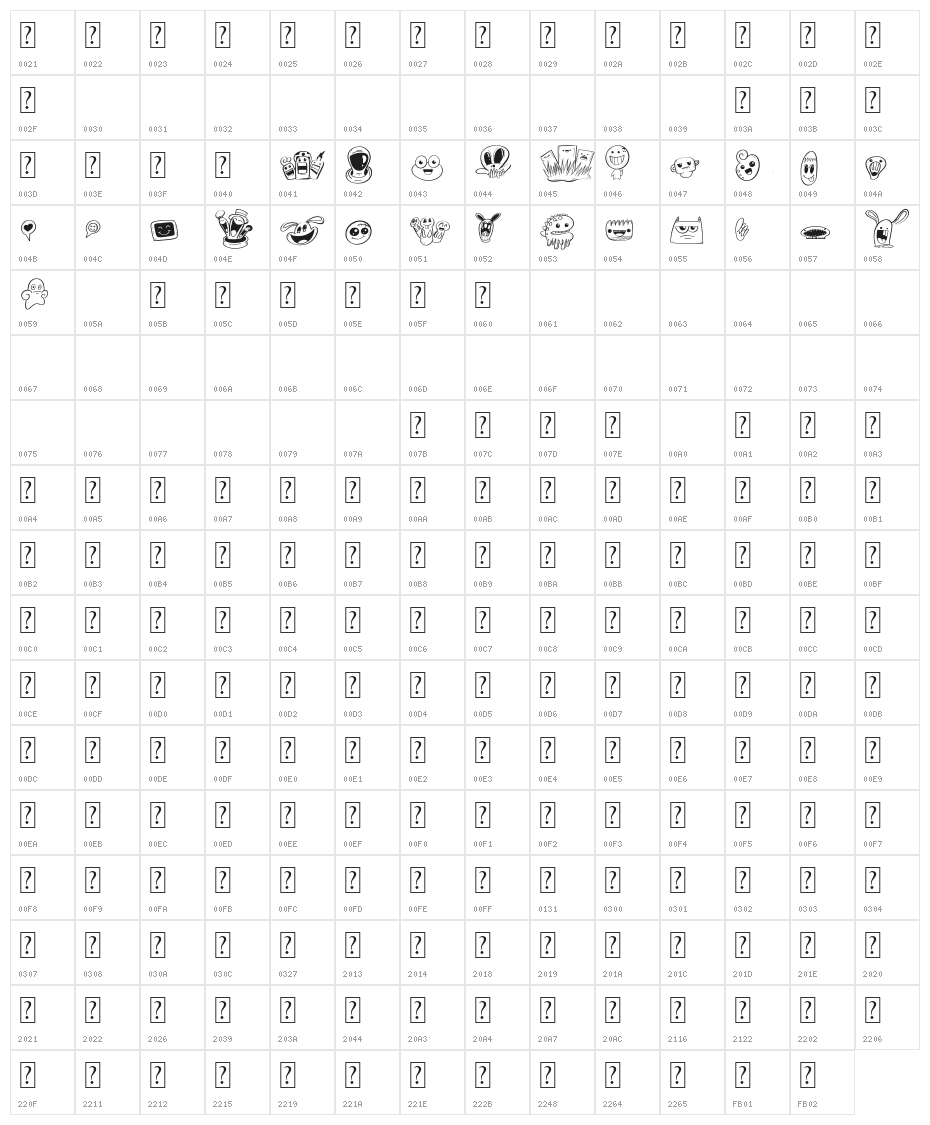 Mollusca Doodle Outline Character Map